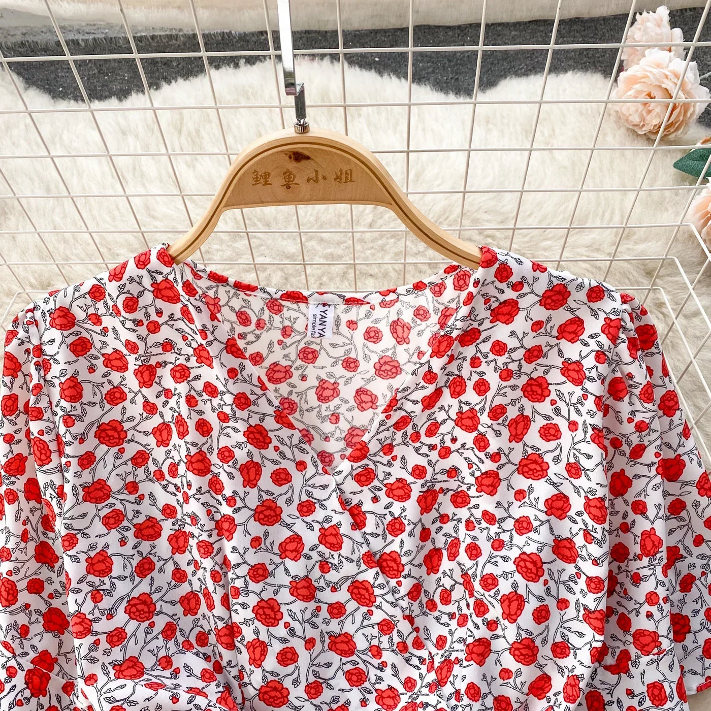 French Chic Dress Beach Style Floral Print Dresses Female V-Neck New Summer Ruffles A-Line Vestidos Women Clothes