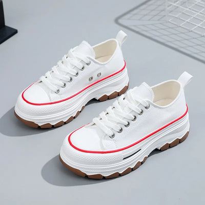 Fashion Designer Women Canvas Shoes Summer New High Platform Sneakers Female Casual Tennis Shoe Increase All-match Zapatos Mujer