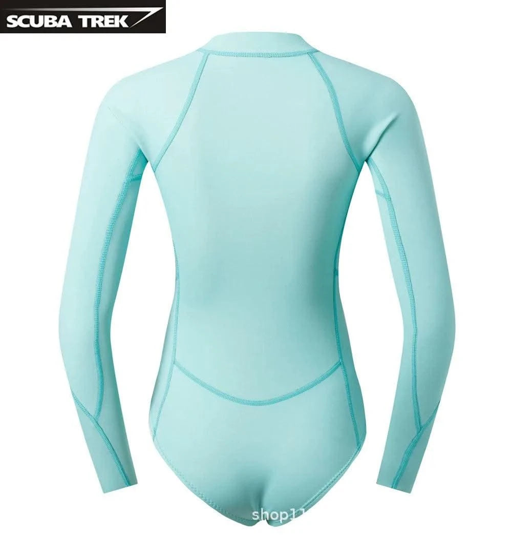 Women 2mm Bikini Diving Wetsuit Long Sleeve Scuba Dive Snorkeling Clothes Surfing Kayak Suit Black Pink Neoprene Swimwear