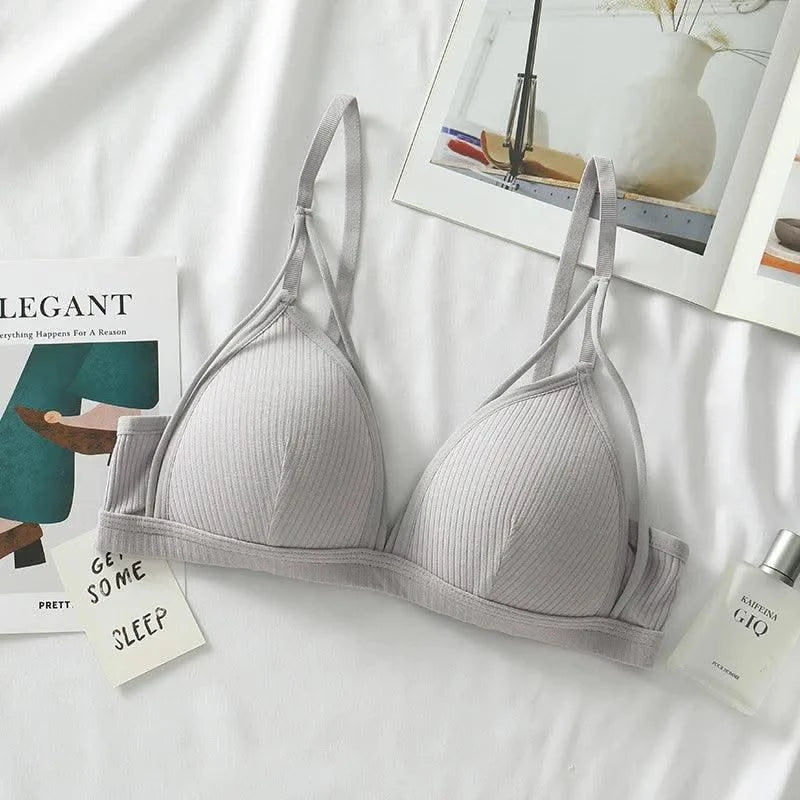 Cotton Bra For Women Push Up Bralette Sexy Lingerie Deep V Backless Comfort Small Breast Thin Pad Bra Female Cotton Underwear