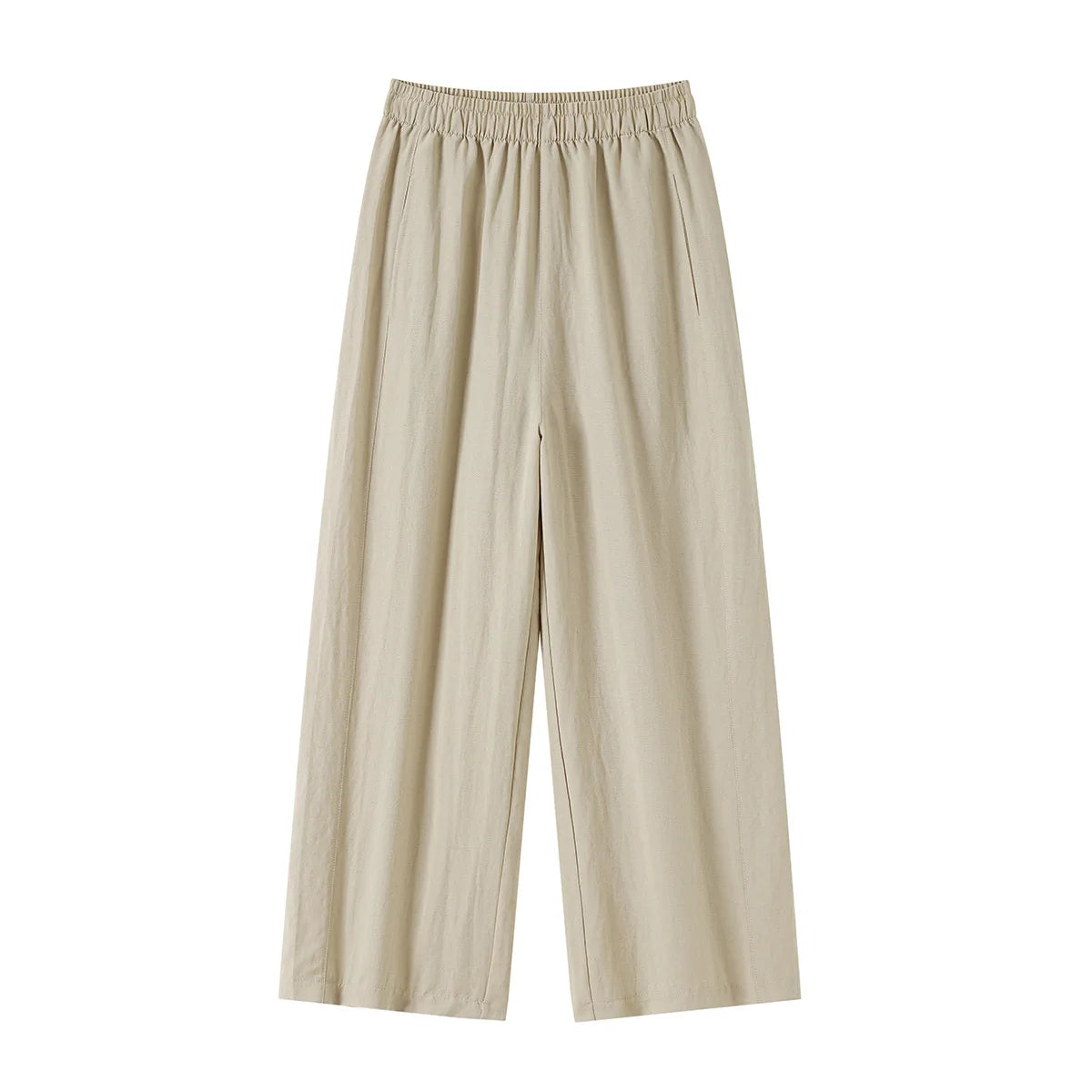 New Wide-leg Pants Women Clothing Summer Thin Loose Straight Casual Pants Solid High Waist Drape Nine-point Literary Pants