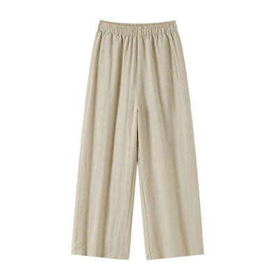 New Wide-leg Pants Women Clothing Summer Thin Loose Straight Casual Pants Solid High Waist Drape Nine-point Literary Pants