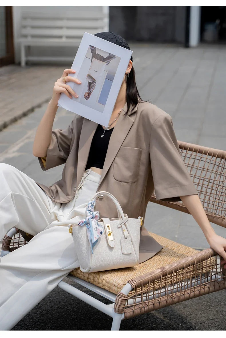 Women's Natural Cow Genuine Leather Shoulder Bag Female High Quality Luxury Designer Handbags Ladies Fashion Tote Crossbody Bags