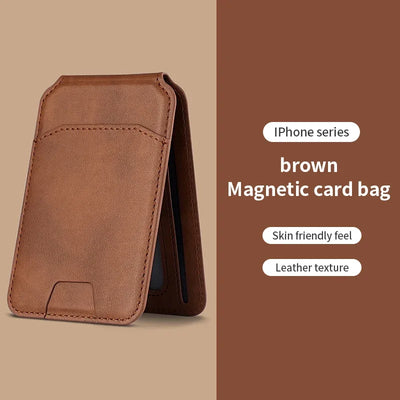 Magsafe Magnetic Leather Wallet Holder Case For iPhone 16 15 14 13 12 Pro Max Mobile Phone Holder Card Bag Covers Accessories