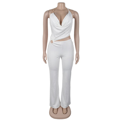 Women Jumpsuits For Summer Autumn Sleeveless Solid Color Bandage Loose Fashion Streetwear Overalls Wide Leg Pants Trousers 2025