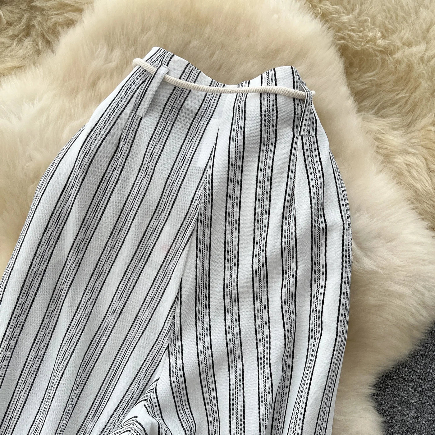 Pant Women Wide Leg Long Pants Striped Casual Loose High Waist Straight Trousers Y2k Streetwear Elegant Splice Work 2025 Capris