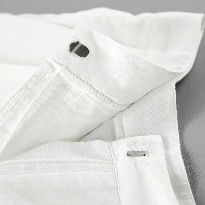 New Cotton Linen Vest Short Sets Casual Sleeveless Undershirt Shorts Sets for Women 2 Pieces Outfit Office Lady White Pant Sets