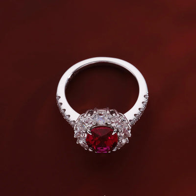Luxury 2 CT 5A Lab Grown Ruby Ring For Women 925 Sterling Silver 18k Gold Plated Wedding