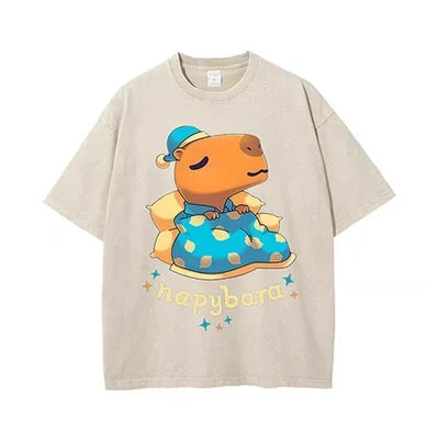 Printed T-shirt for Men and Women 2025 100% Cotton Soft Loose Casual Short Sleeved Animal Pattern T-shirt Cute Animal Fun Top