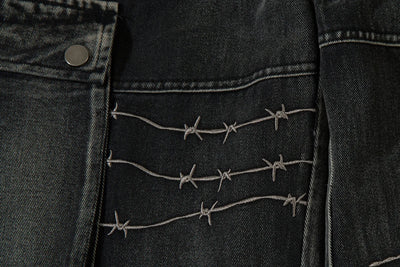 Trendy Brand American Retro Tooling Jeans Mens High Street Heavy Industry Embroidery Loose Wide-leg Trousers