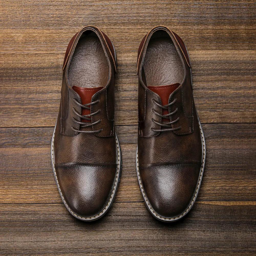 Men's Formal Shoes British Retro Brogue Shoes Mens Casual Business Leather Oxfords Men Office Dress Shoe Flats