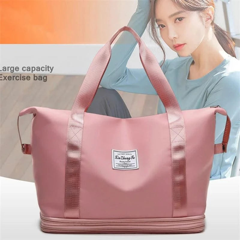 Travel Bag Women Shoulder Bag Quality Casual Handbag Double Zipper Expansion