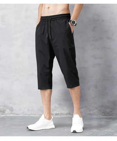 Summer Cropped Trousers for Men, Ice-Feel Breathable Stretch Trousers, Casual Versatile Shorts