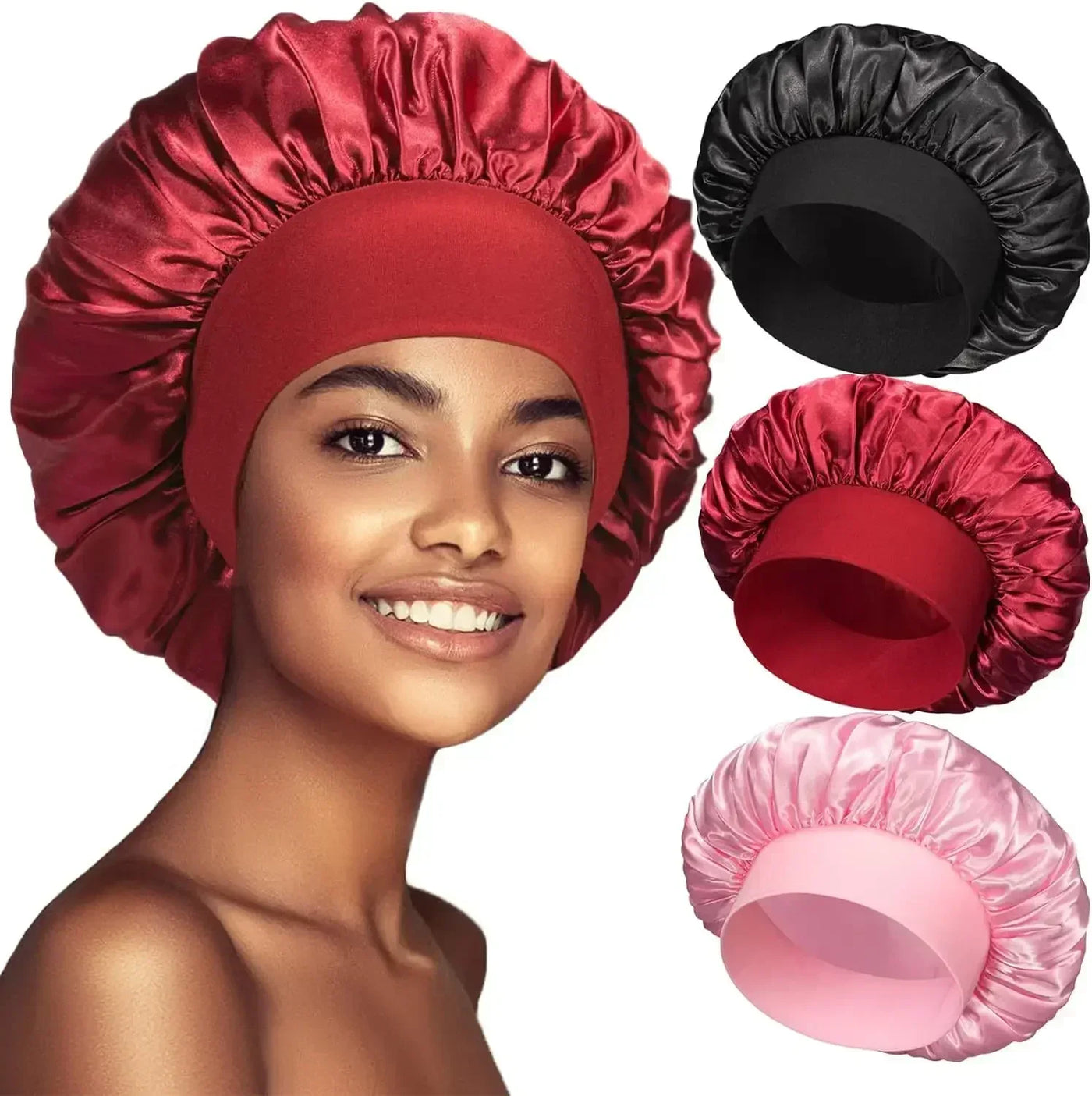 Women's Silk Bonnet for Sleeping Double-layer Adjustable Hood Capbath Cap Chemotherapy Cap Styling Cap Hair Wrapping Tool