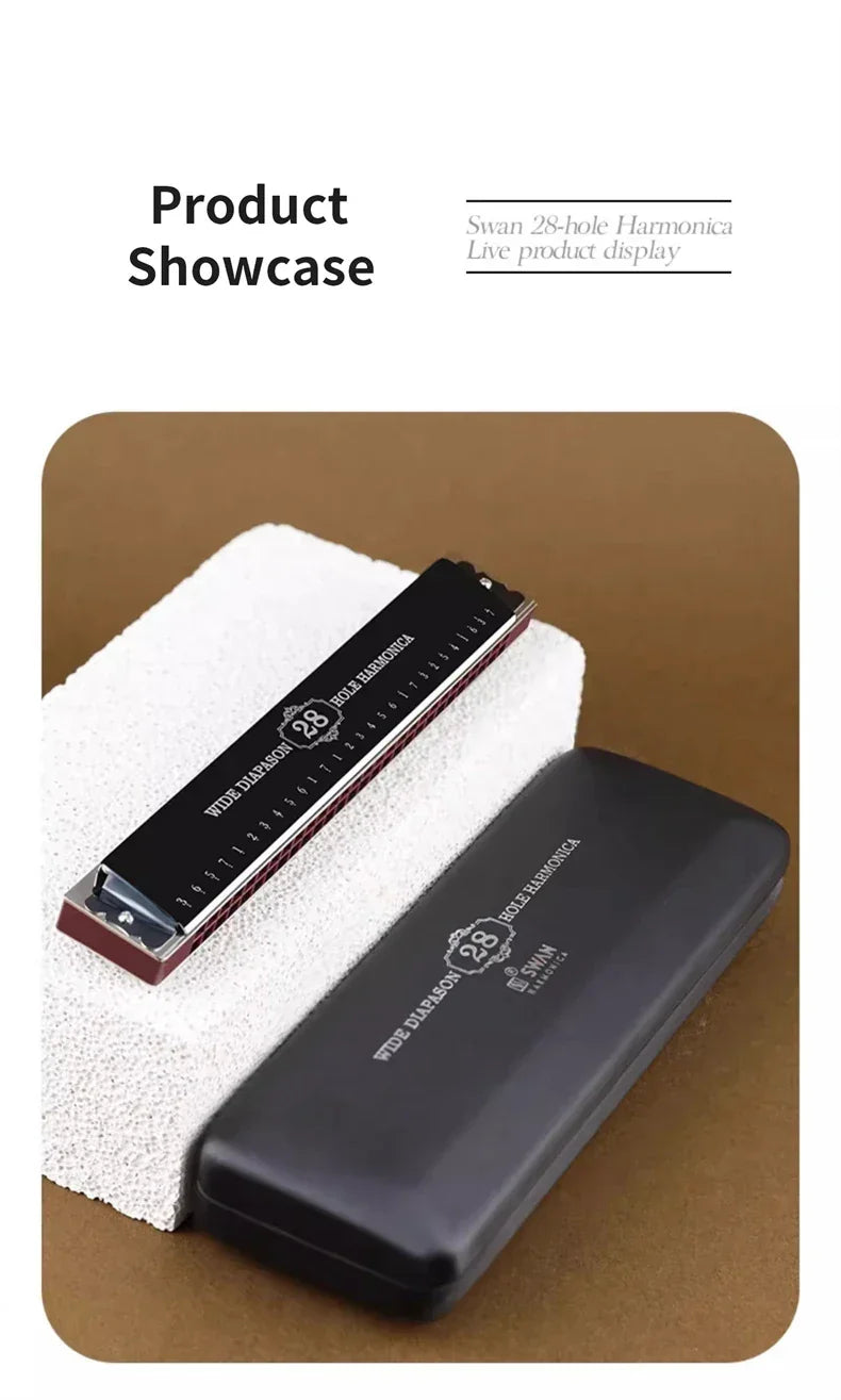 Harmonica 28 holes in key of C  with case for beginners adults professionals students friends gifts