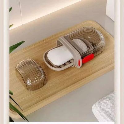 Soap Dish with Drain WaterLuxury Travel Soap Case Sealed Portable Container Mini Soap Box Compact Storage for Business Trips