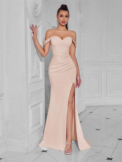 Cocktail Dress For Women Off Shoulder Sexy Floor Length Party Evening Night Outfit Club Formal Wedding Guest Maxi Gala Vestidos