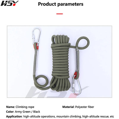 12mm Diameter Outdoor Emergency Rope Climbing Rope Wear Resistant High Strength Hiking Ropes 30m(98.43ft), 50m(164ft)