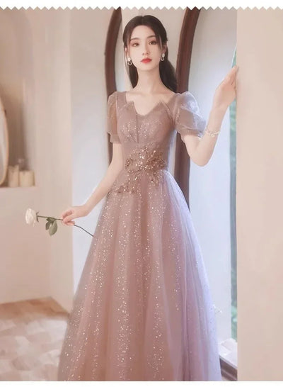 High-End Banquet Evening Dresses Women's 2025 New Spring Summer Light Luxury Slim Birthday Party Performance Dance Clothes Dress