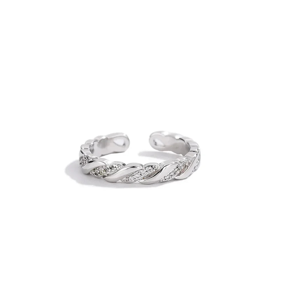 Luxury W Letter Ring - Gold Plated with Row Diamonds, Elegant Adjustable Statement Piece, Dainty Feminine Jewelry