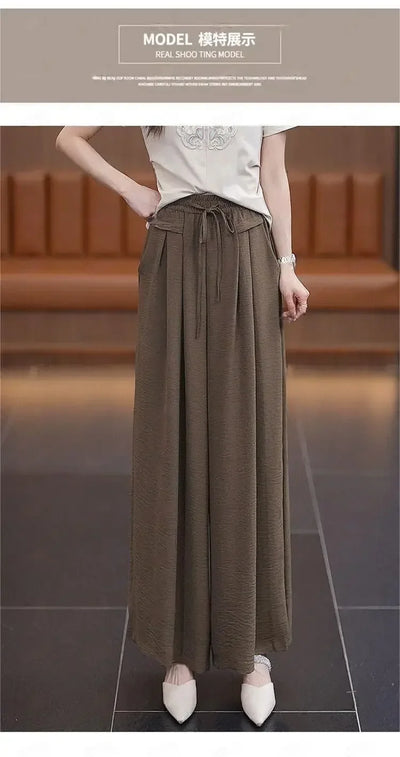 Women's Wide-leg Pants Spring Summer New High-waisted Slim Straight Pants New Chinese Style Draped Loose Fashionable Skirt Pants