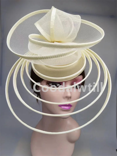 Church Fascinator Hat Wedding Mesh Headpiece Women Party Banquet Chapeau Cap Headband Ladies Party Tea Royal Ascot Pillbox Caps