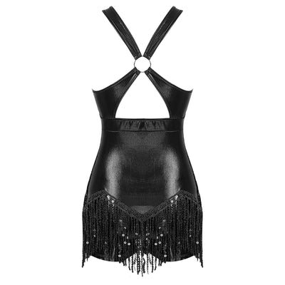 Women's Sequin Dance Dress Latin American Dance Costume Body Sleeveless Classical Samba Rumba Dresses Jazz Ballerina Dancewear