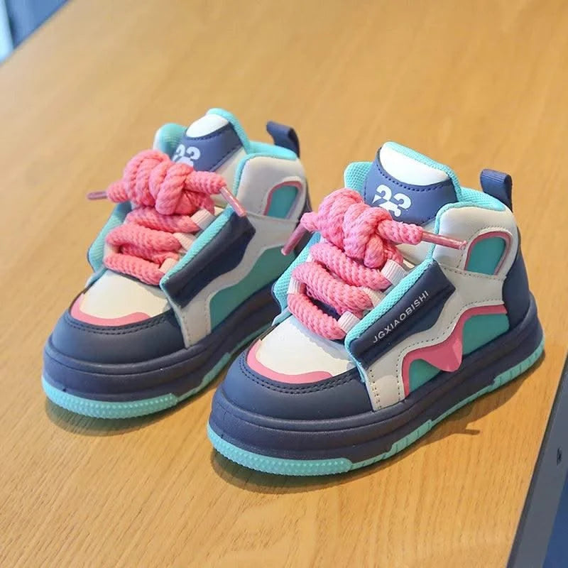 Children's Spring Autumn New Sports Shoes Boy's Casual Trend Board Shoes High Top Girl's Fashion Dopamine Running Shoes Sneakers
