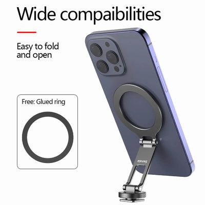 Magnetic Magsafe Phone Holder Mount Folding Metal Cold Shoe Phone Holder for IOS Android DSLR Camera Monitor Tripod