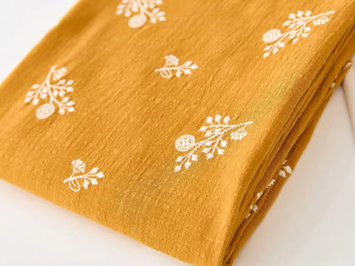 140x50cm Embroidered Slub Cotton Linen Fabric Clothing Sewing Fabric, Diy Women's Dress Forest Flower Cloth