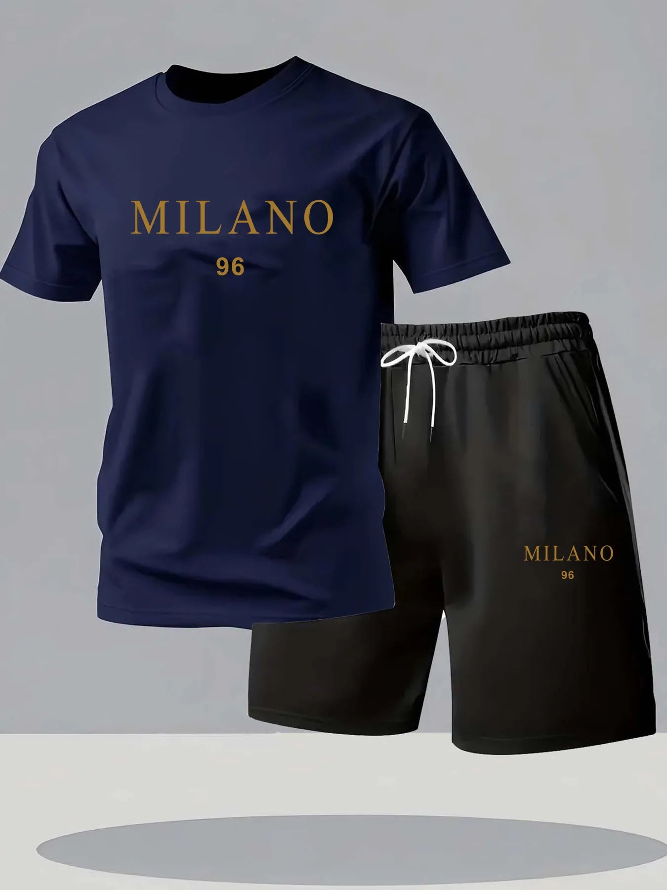 Men's Fashion Two-Piece Set Breathable Workout Tracksuit T-Shirt Shorts Comfortable Active Wear Clothing