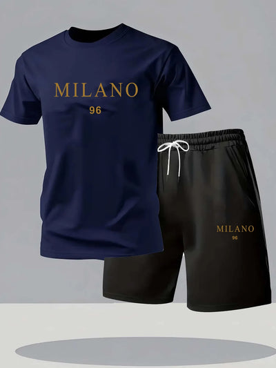 Men's Fashion Two-Piece Set Breathable Workout Tracksuit T-Shirt Shorts Comfortable Active Wear Clothing