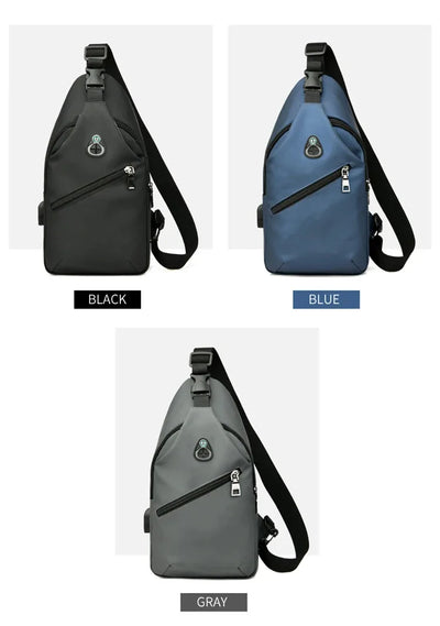 Men Fashion Laptop Waist Packs Trendy Computer Chest Bag Usb Shoulder Bag Leisure Chest Bag Large Capacity Crossbody Bag