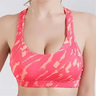 Women Breathable Sports Bras Absorb Sweat Shockproof Padded Gym Running Fitness Yoga Bra Underwear Filled Push Up Brassiere