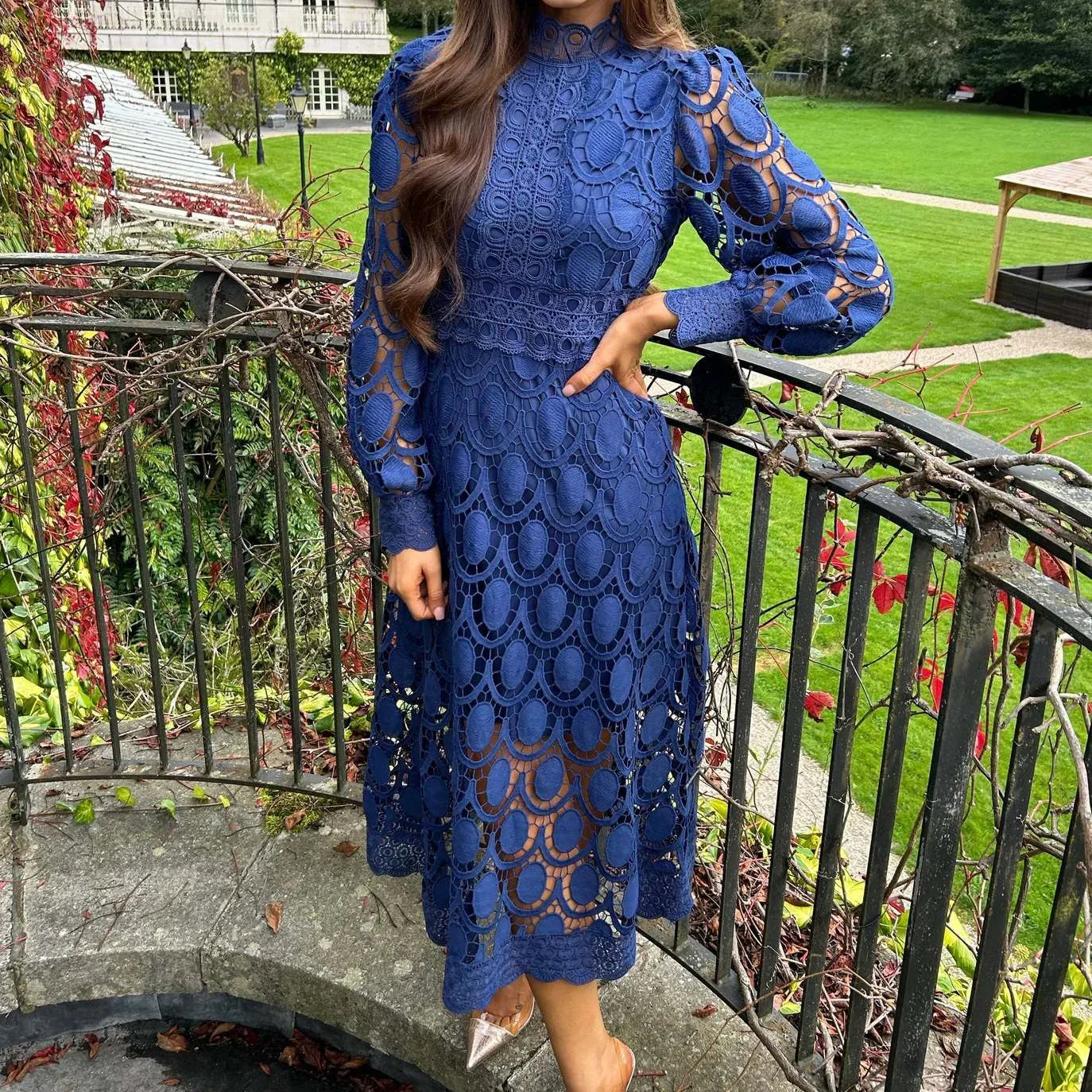 2024 Dresses for Women Party Puff Sleeve Long White Dress Lace High Waist Spring Elegant Y2k Evening Dress Formal Vestidos