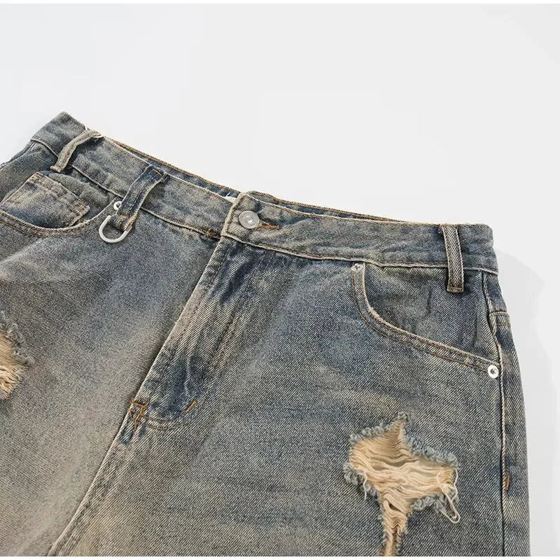 Holes Ripped Jeans Pants for Man Breathable High Street Men's Denim Pants New Trendy Hole Male Summer Brand Designer Pant 2025