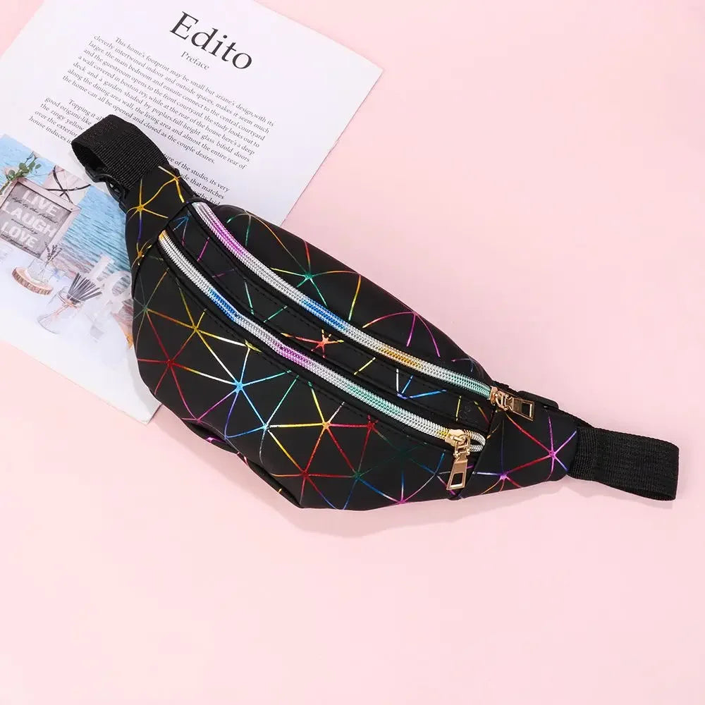 Fashion Geometric Patterns Wallet Bag Women Waist Packs Fanny Pack Pouch Hip Purse Satchel Laser Belt Bags