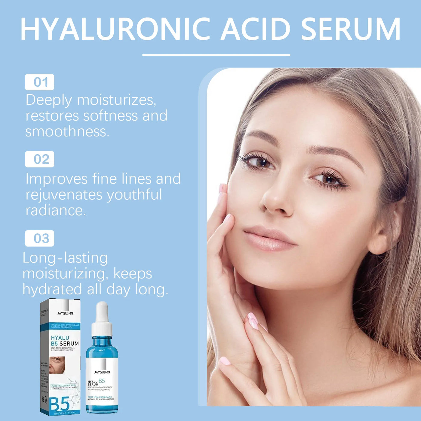 Pure Hyaluronic Acid Facial Serum Anti Wrinkle Aging Facial Wrinkles Serum FADE Fine Lines Around The Eyes Crow's Feet Neck