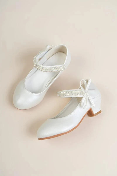 Pearl Crystal Princess Leather Shoes| High Heel Shoes For Kids, Girls, Teen Party | Wedding | Formal Sandals