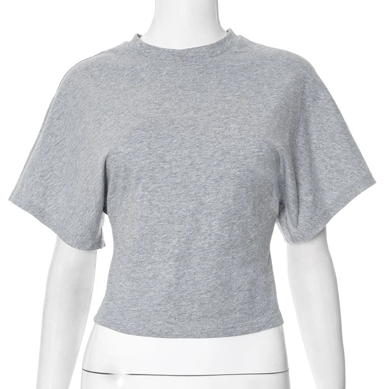Women's cotton t-shirt summer 2025 baggy crop top French style elegant blouses Sense of design Short sleeve tee casual y25tp031