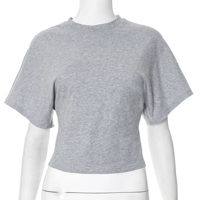 Women's cotton t-shirt summer 2025 baggy crop top French style elegant blouses Sense of design Short sleeve tee casual y25tp031