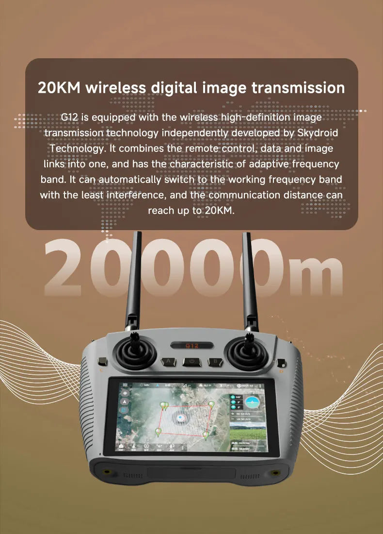 SKYDROID G12 Drone Remote Control 2.4GHz/5.8GHz dual band switching 20KM wireless high-definition image transmission