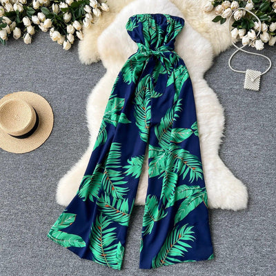 Women's Jumpsuit Elegant Sexy Suspender Printed Jumpsuits Casual Hip Waist Overalls Romper For Women Spring Summer 2024