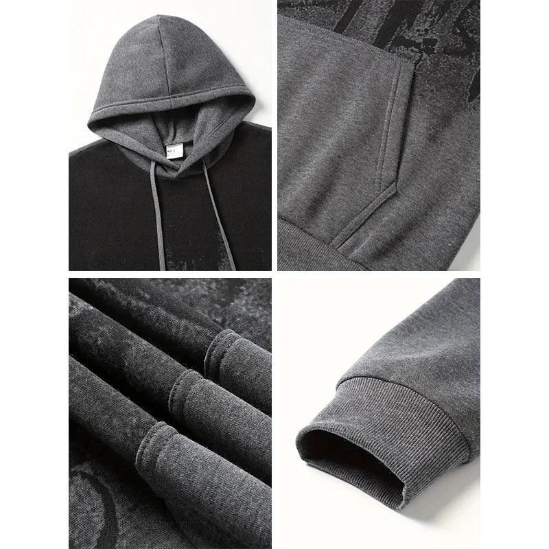Bushido Printed Hoodies for Men All Season Daily Casual Sporty Pullover Japanese Fashion Ink Splash Design Hooded Sweatshirts