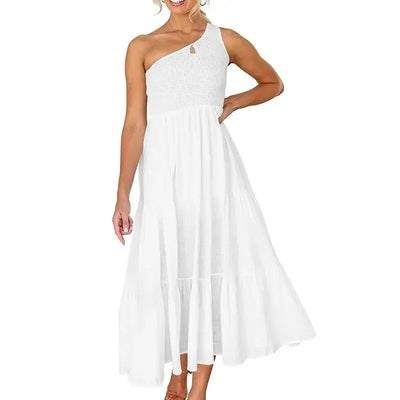Elegant Dress For Women Bodycon Dress One Shoulder 2022 Summer Fashion Party Ruffles Hem Tiered Maxi Dresses Robe Femme Vestidos
