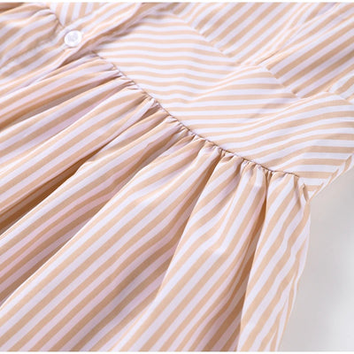 Ruffle Dress Women Fashion Backless A Line Slim Waist Striped Robe Female Flying Sleeves Buttons 2025 Summer Elegant Streetwear