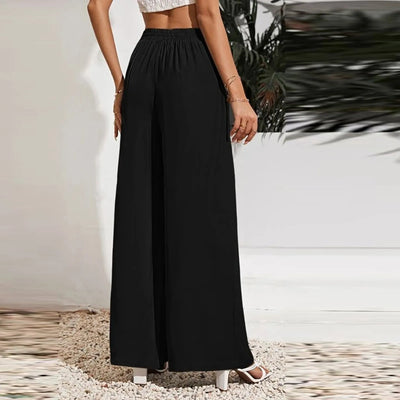 Women's Wide Leg Pants High Waist Casual trousers Solid Color Elastic Waist Tie Belt Loose Sweatpants gym pantalones de mujer