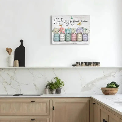 It reads "God Says you are a wall" in English, an artistic printed canvas painting - wall home decoration