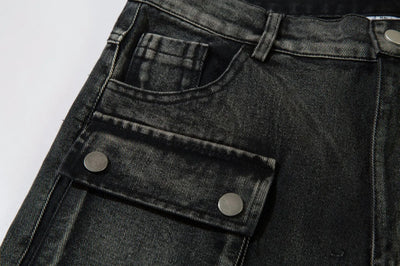 Trendy Brand American Retro Tooling Jeans Mens High Street Heavy Industry Embroidery Loose Wide-leg Trousers