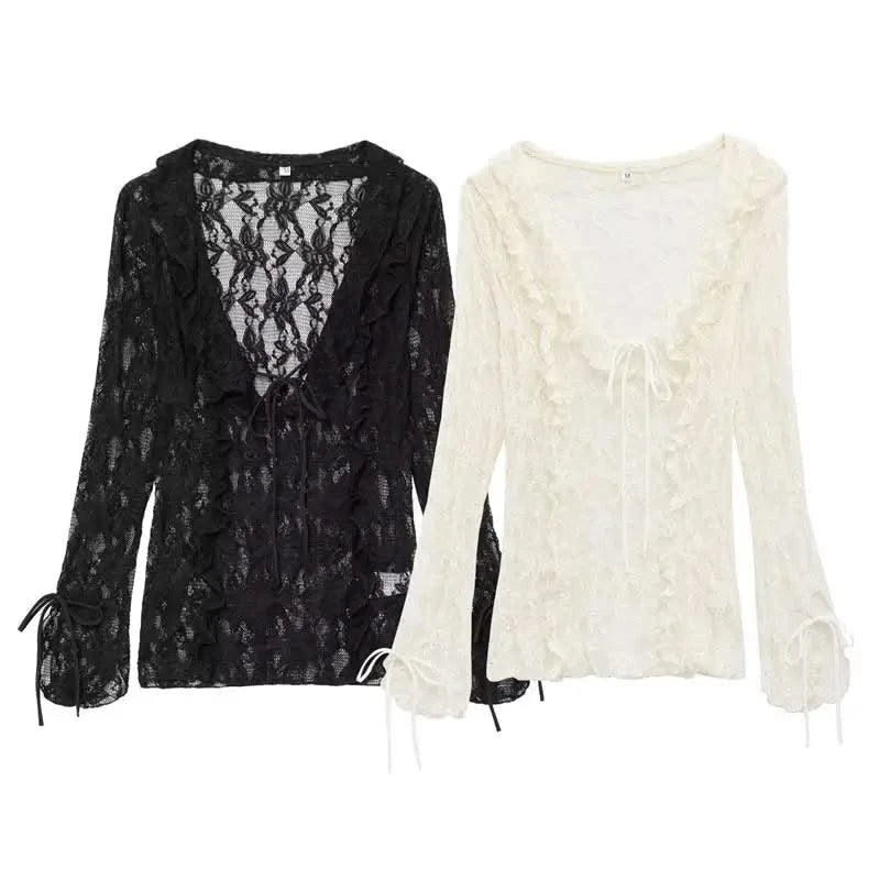 Chic Lace Perspective Elegant Holiday Tops Women